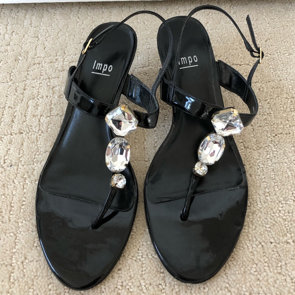 Black Jeweled Sandals